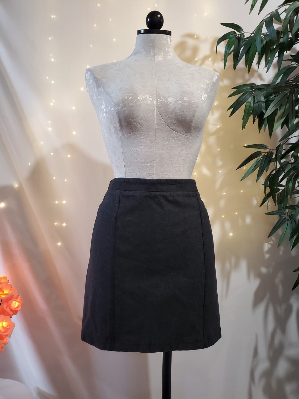 Vince Stretchy Denim Charcoal Dark Gray Mini Skirt Women's Size 6 Classic A Line